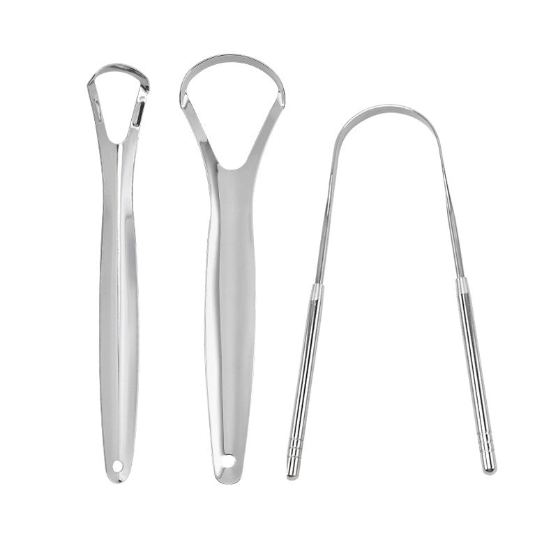 Stainless steel tongue coating cleaner tongue scraper