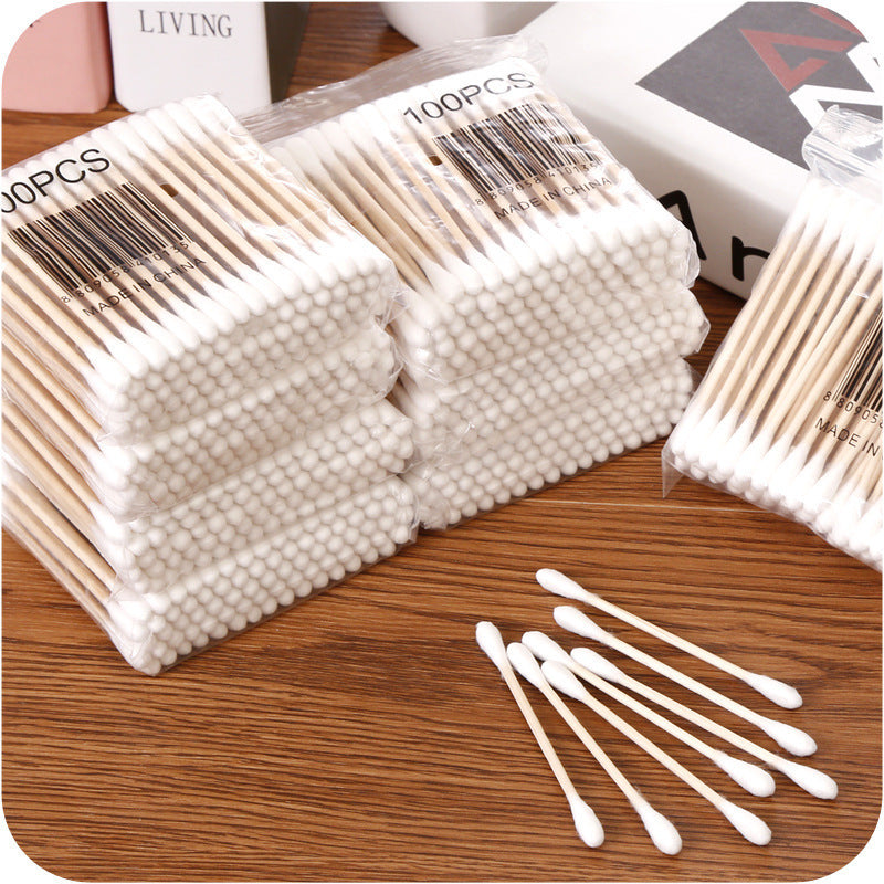Disposable bamboo and wood swab