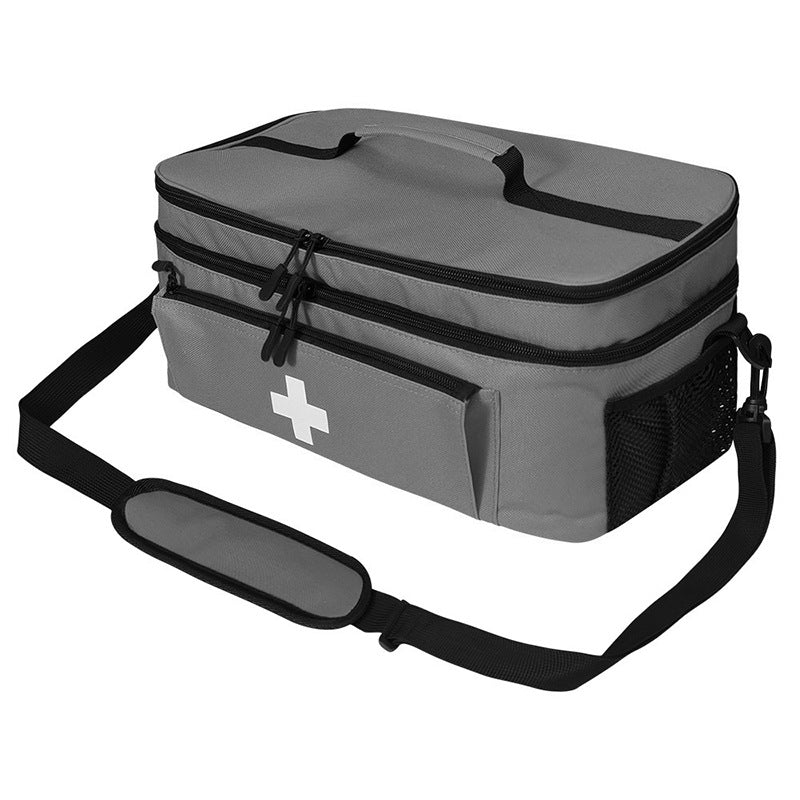 Portable First Aid Kit with Fixed Bottle Holders