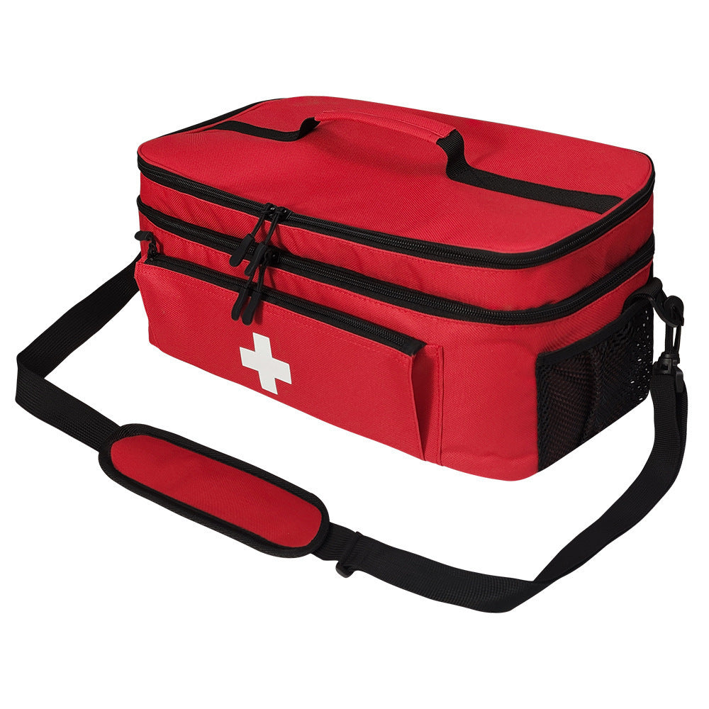 Portable First Aid Kit with Fixed Bottle Holders
