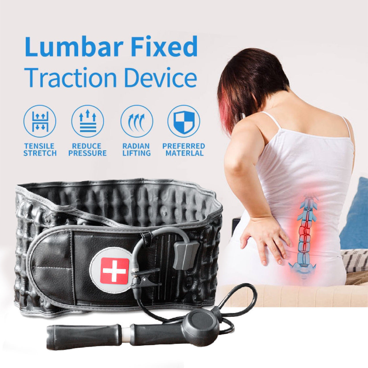 Inflatable lumbar support belt