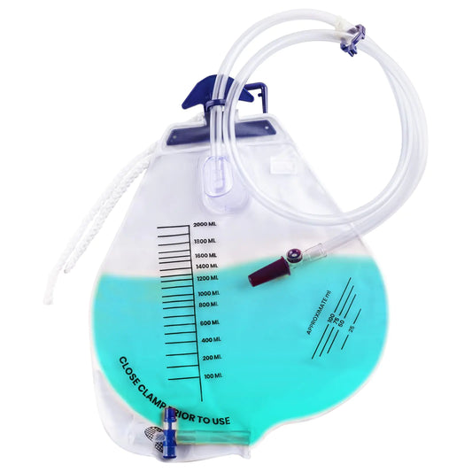 1 Pc 2000ml Urine Collection Bag with 50-inch Flexible Tube | Anti-Backflow Secure Sealing Hook & Strap for Home Care
