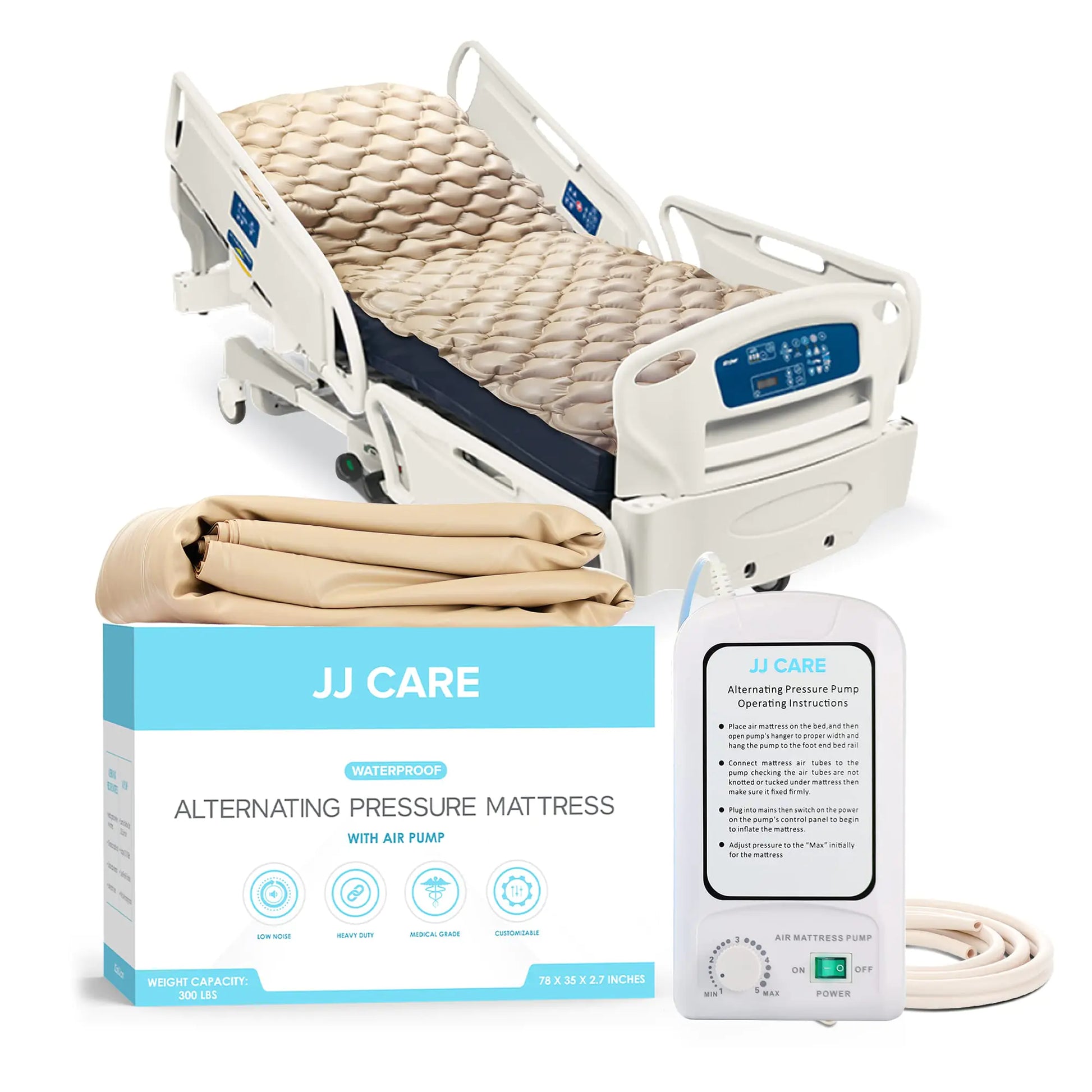 JJ Care Alternating Pressure Mattress Pad – Prevents Bedsores & Provides Comfortable Therapy