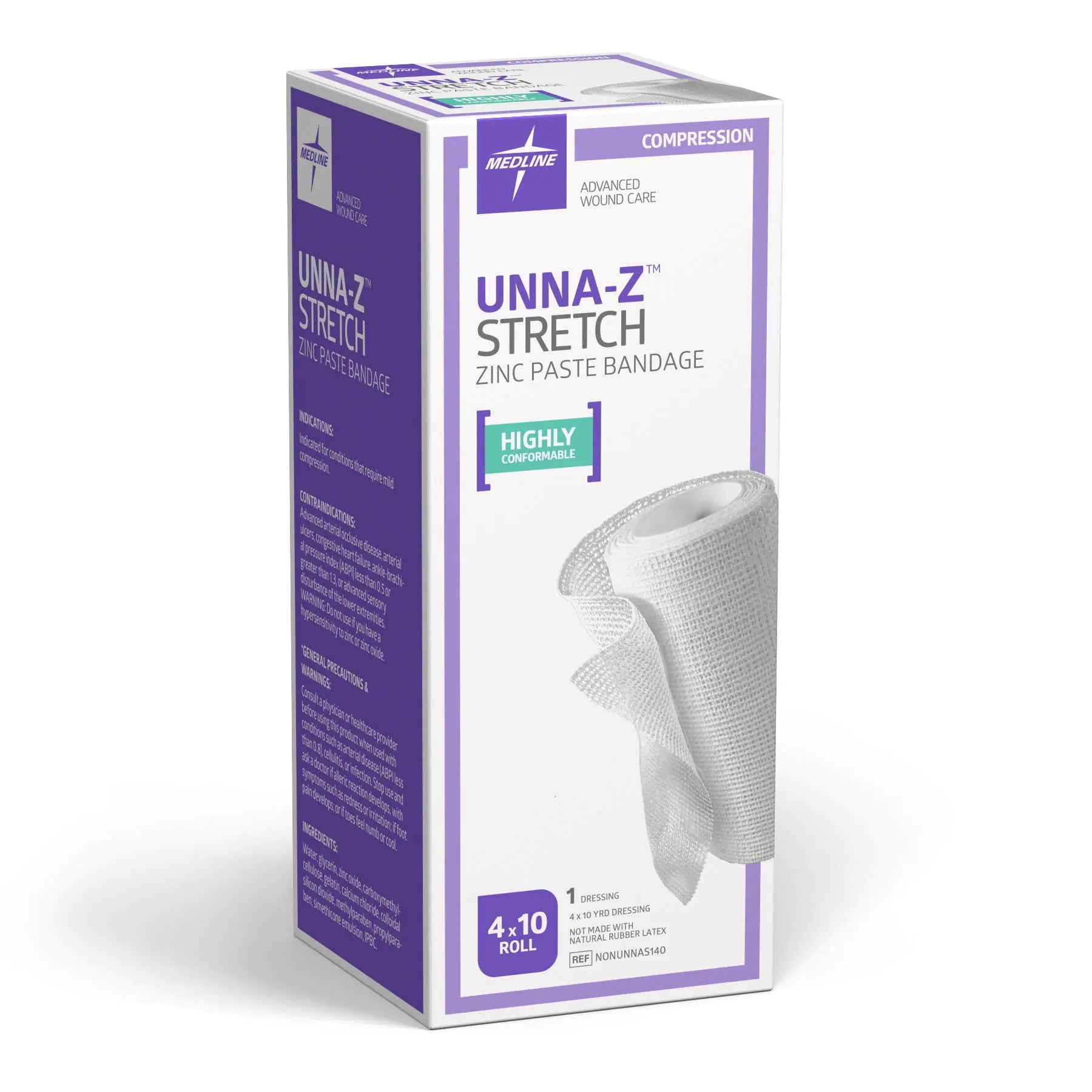 Medline Unna-Z Stretch Elastic Zinc Oxide Bandage 4X10YD (1 Count)
