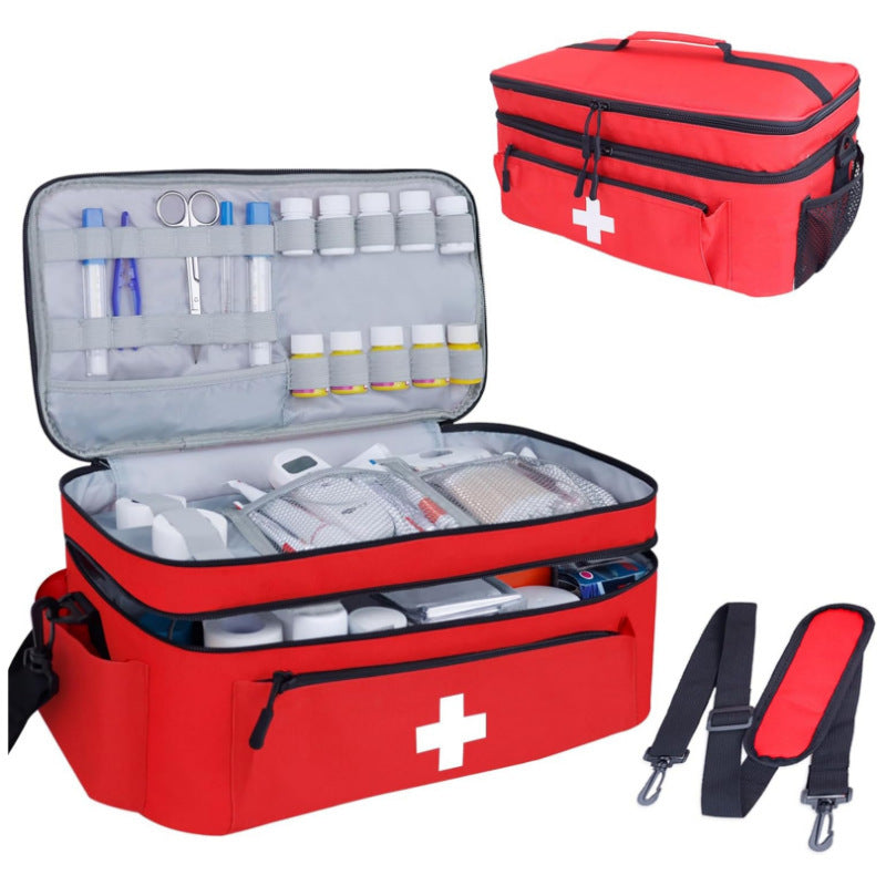 Portable First Aid Kit with Fixed Bottle Holders