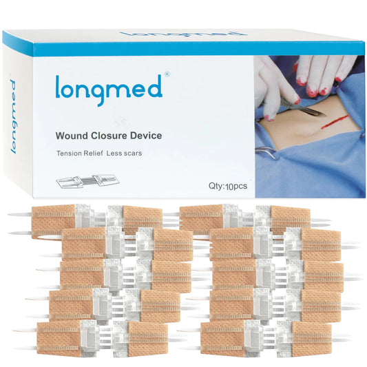 Longmed Zipper Wound Closure Kit – 10 Pcs Painless Stitch-Free Laceration Repair & First Aid Bandages
