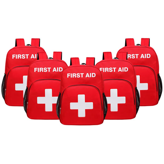 First Aid Backpack Emergency Medical Empty Waterproof Survival First Responder Trauma Bag Travel Home Outdoor Camping (red 5pc)