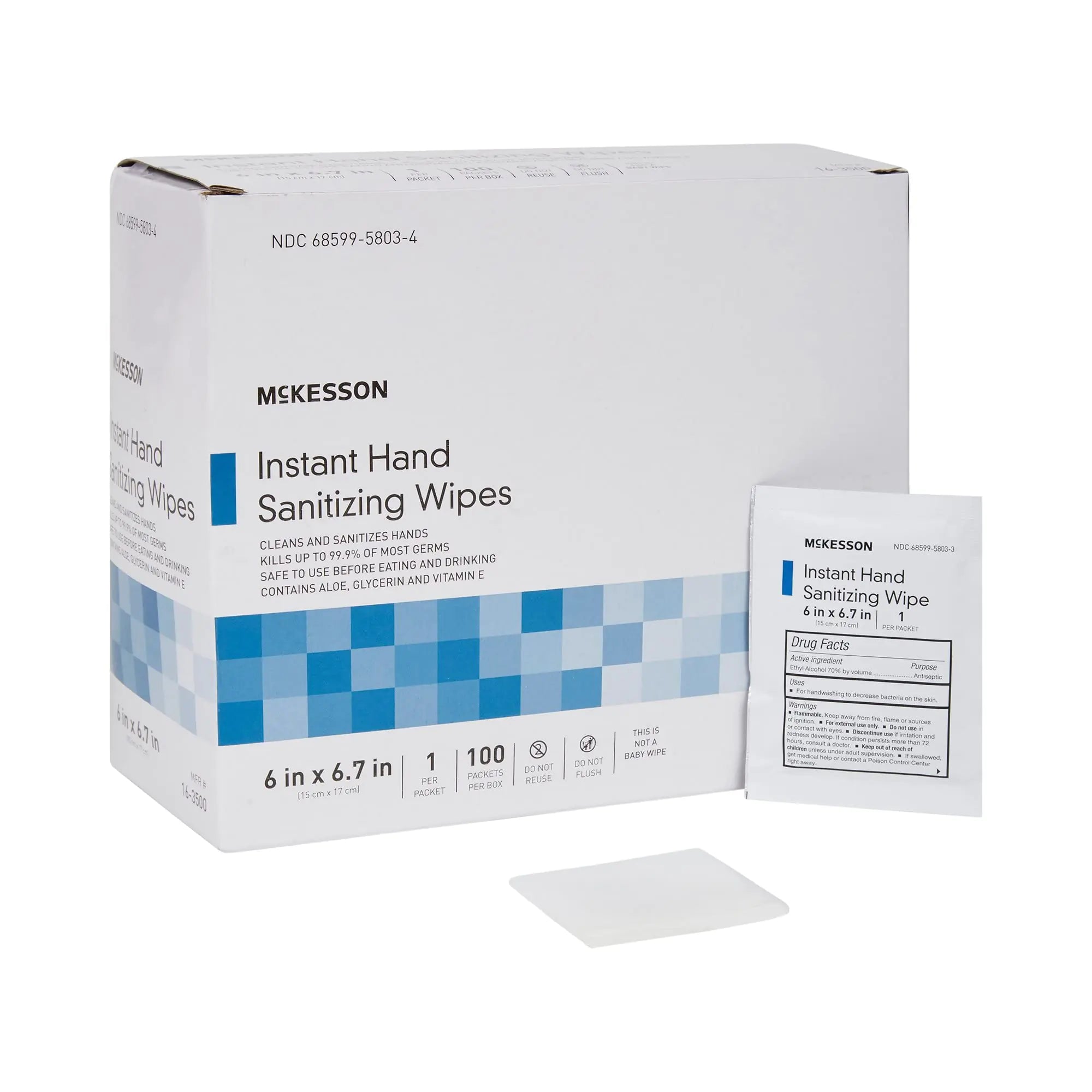 McKesson Hand Sanitizing Wipes [300 Count] Alcohol Wipes with Aloe and Vitamin E Travel Individually Wrapped